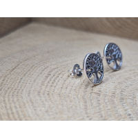 Echt zilveren oorbel stekers levensboom